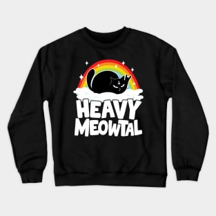 Heavy Meowtal Funny Cat Retro Rainbow Heavy Metal Cats Crewneck Sweatshirt
